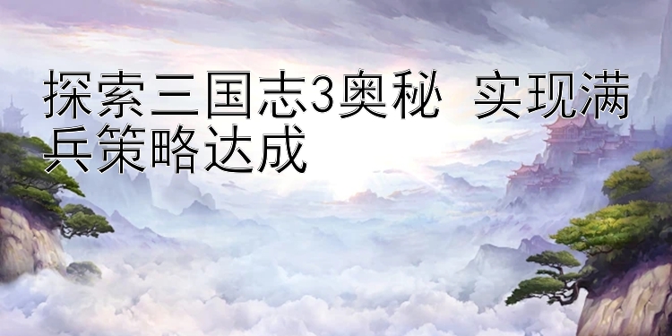 探索三国志3奥秘 实现满兵策略达成